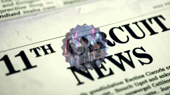 11th Circuit Roblox News headline featuring gaming avatars in public