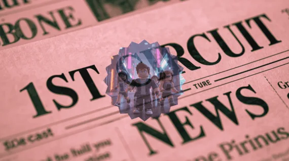 1st Circuit Roblox News headline featuring gaming avatars in public