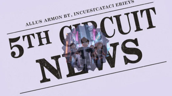 5th Circuit Roblox News headline featuring gaming avatars in public