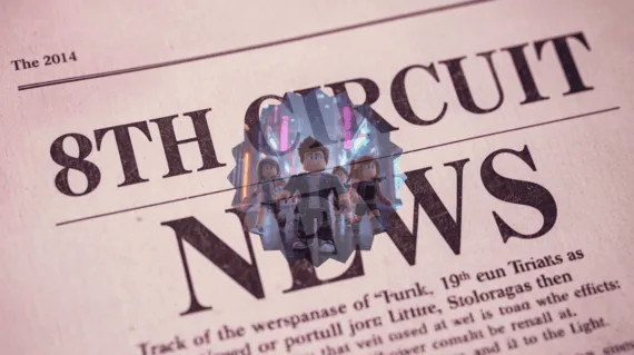 8th Circuit Roblox News headline featuring gaming avatars in public